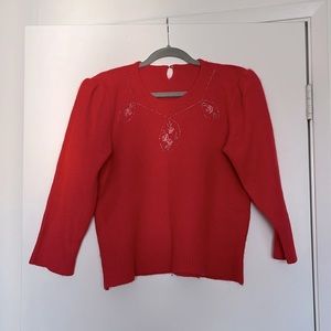 Vintage Wool Blend Floral Embroidered Blouse